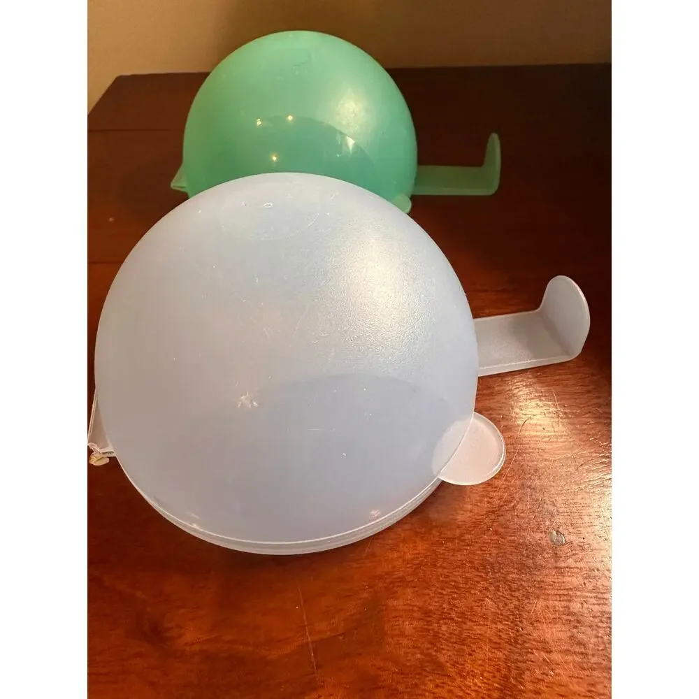 Tupperware Forget Me not Oniion Holder Blue Green Set of 2 Fruit Vintage Lot